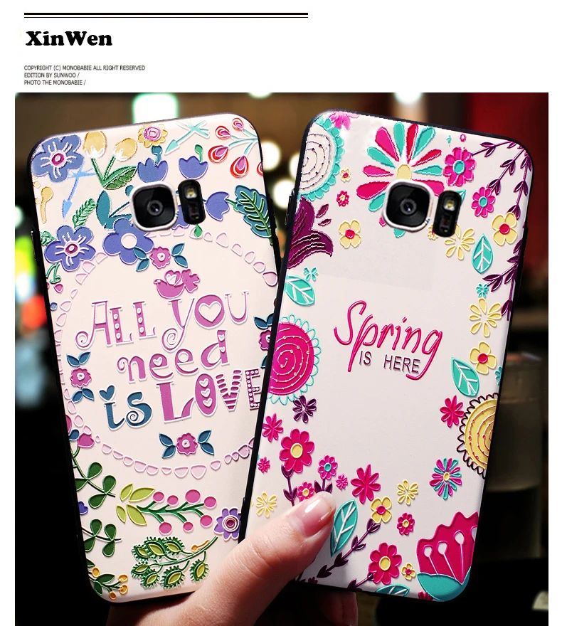 XinWen 3d роскошный etui чехол для Samsung Galaxy s 7 s7/S7 Edge s7Edge Силиконовый ТПУ рельефный