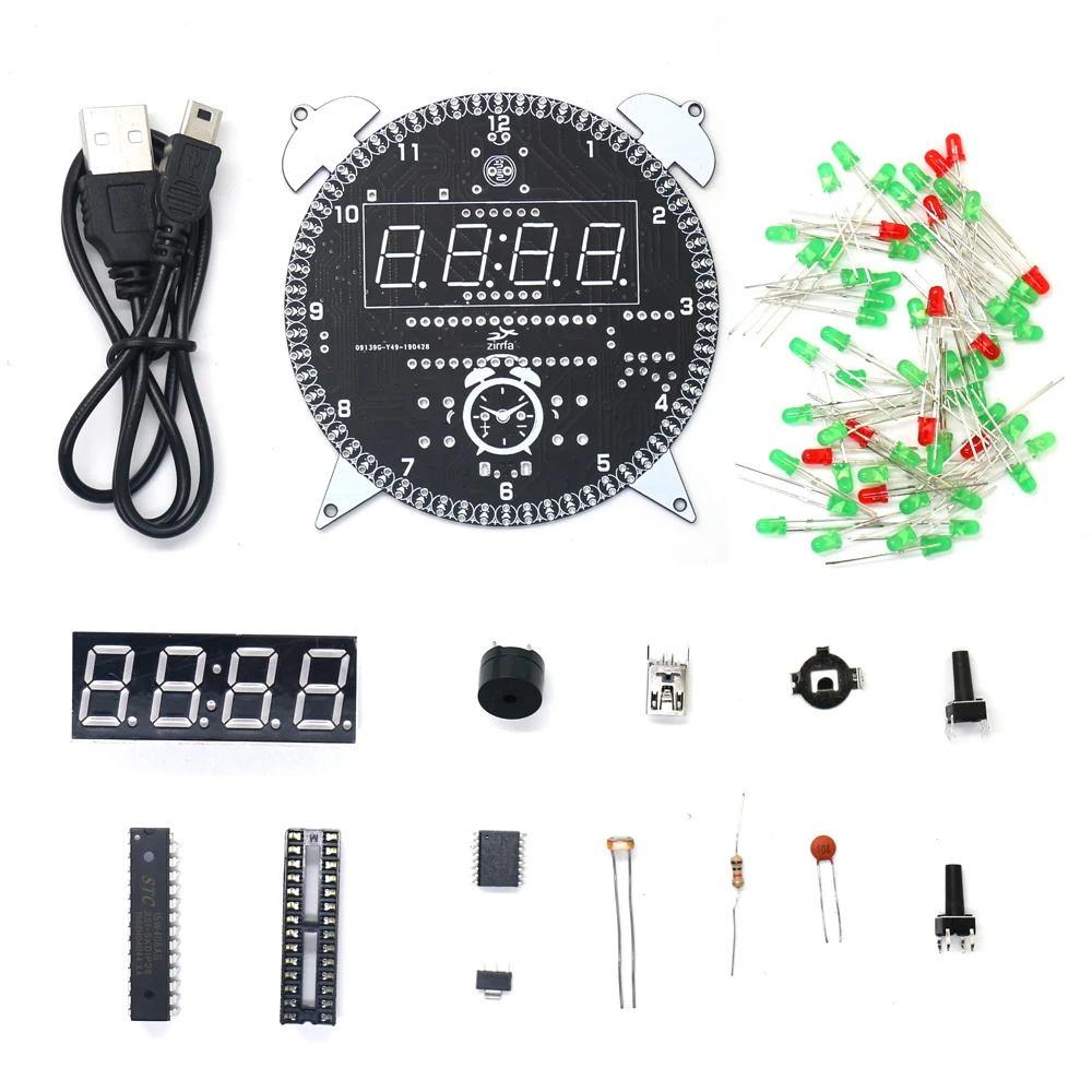 Zirrfa вращающийся DS3231 цифровой светодиодный дисплей модуль сигнализации Электронные цифровые часы температура DIY комплект обучения доска 5 в