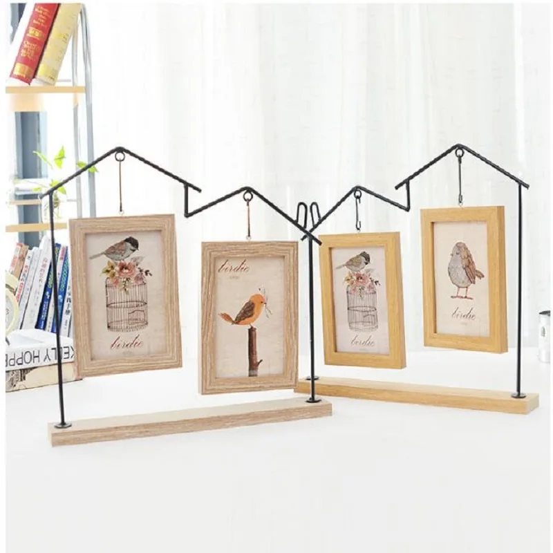 

UBRUSH Creative Wood Photo Frame Two Boxes Double-sided Design Brown And Yellow 32*33.5cm Europe For 6 Inch Photo Photo Frame