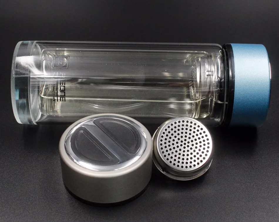 Best Airtight Borosilicate Glass Water Bottles With Tea Infuser Double