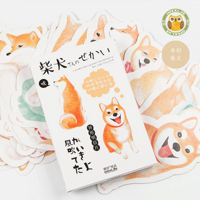 

30 pcs/pack Cute animal dog pet Heteromorphism Greeting Card Postcard Birthday Letter Envelope Gift Card Set Message Card