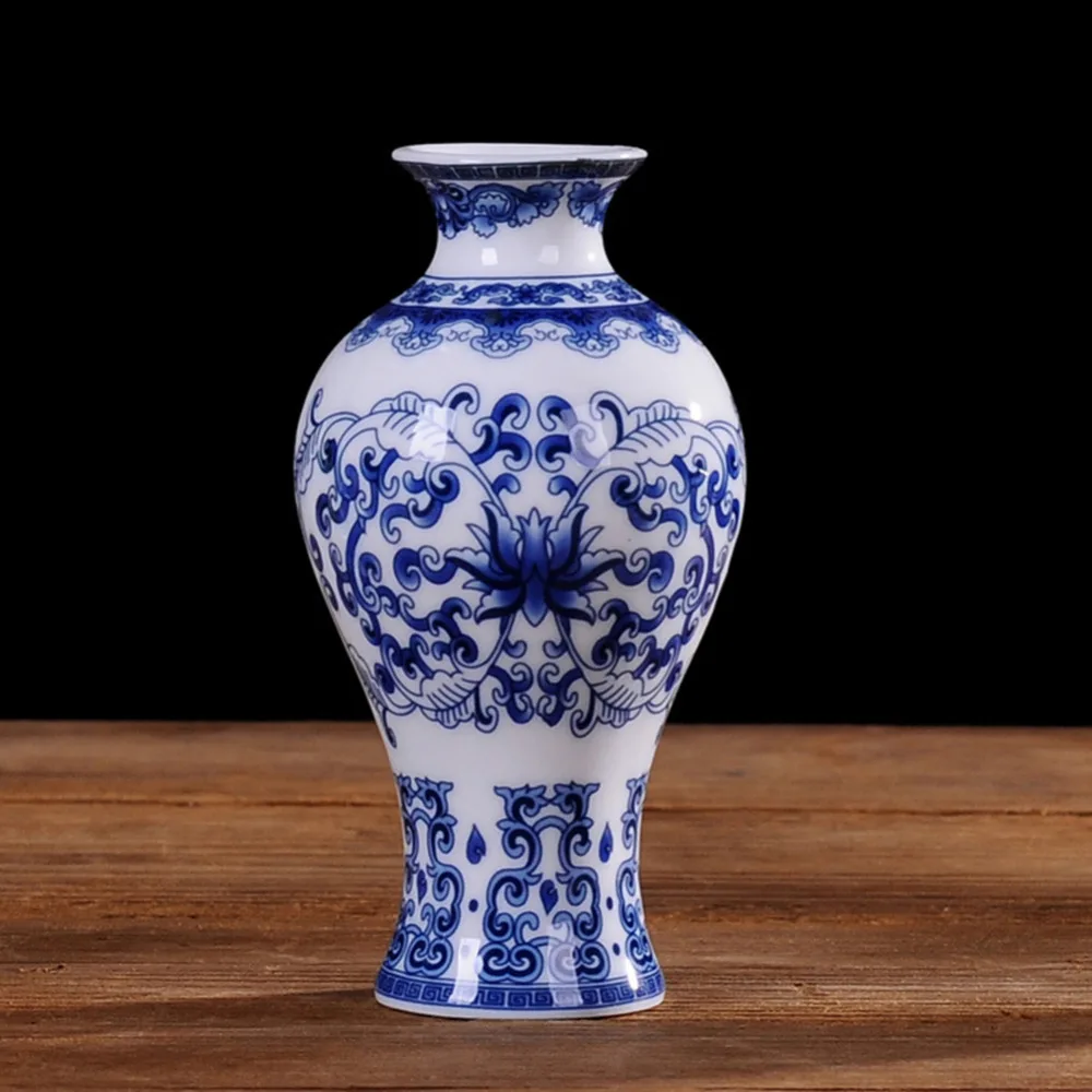 Винтаж в китайском стиле Керамика ваза белое синее фарфоровое цветоложе предметы меблировки ручной работы украшение дома