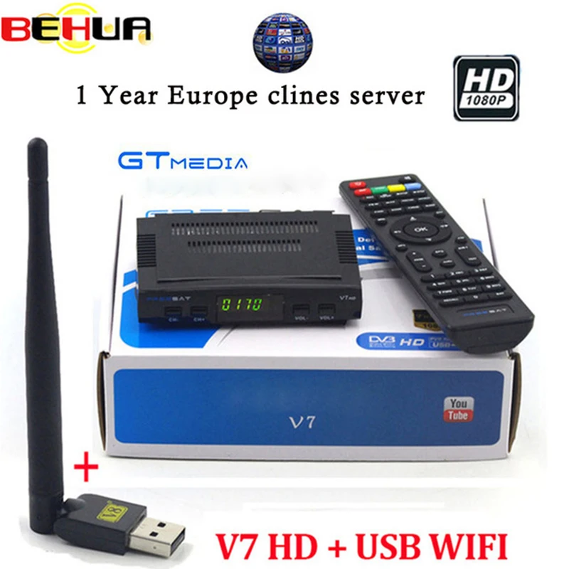 

Hot sale Satellite TV Receiver Gtmedia V7S HD Receptor Support Europe Cline for Spain DVB-S2 Satellite Decoder Freesat V7 HD