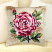 

pink rose Tapestry Cushion Pillowcase JCS Cartoon Throw Pillow Cross Stitch Kits for Embroidery on Pre-painted Canvas