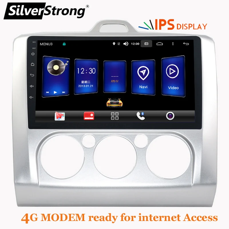 Top SilverStrong Android9.0 IPS car dvd 4G for FORD Focus 2004 -2011 4G MODEM 2din 1024*600 gps navigation wifi No DVD 1