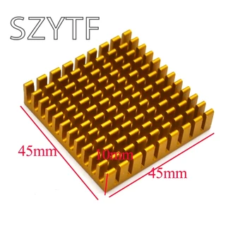 

Heat sink 45*45*10MM (gold broken groove) high-performance heat sink yellow thick aluminum plate 10pcs