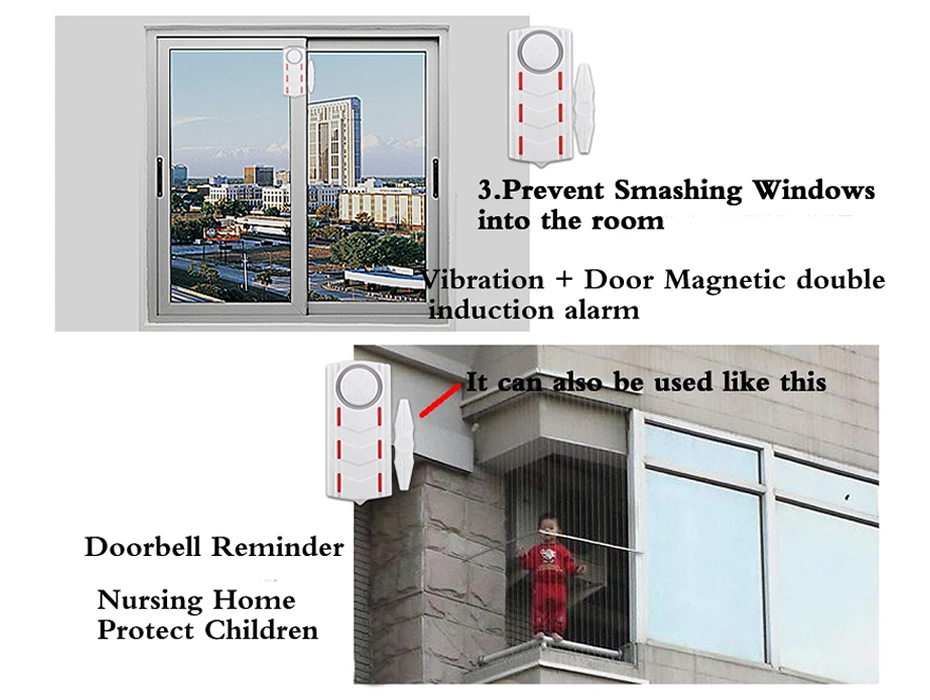 Wsdcam Беспроводная перезаряжаемая вибрационная и Магнитная сигнализация Противоугонный пульт дистанционного управления дверной и оконный охранный сигнал с светильник