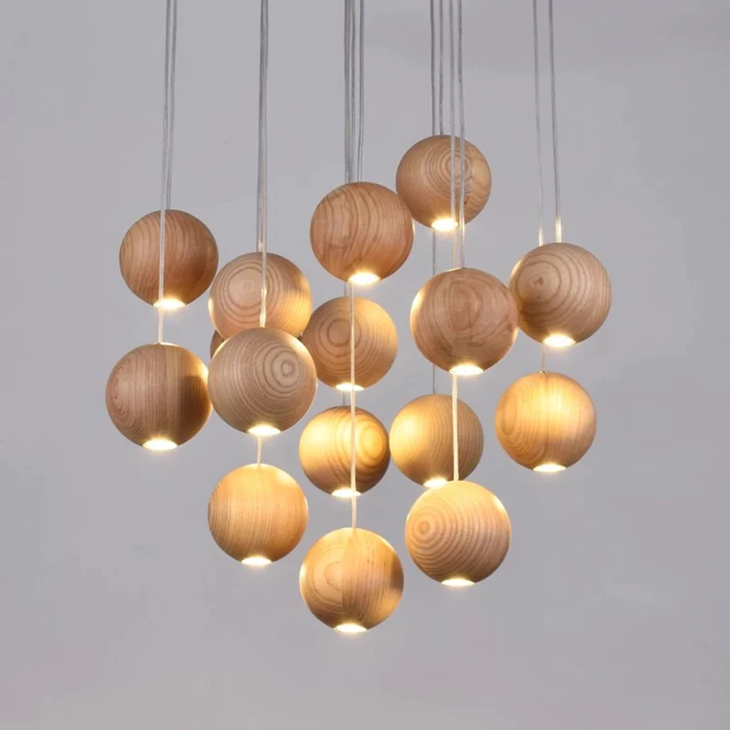 

Modern simple wooden Pendant lamps European Personality bar table chandelier art lightings Villa Dining room creative droplights