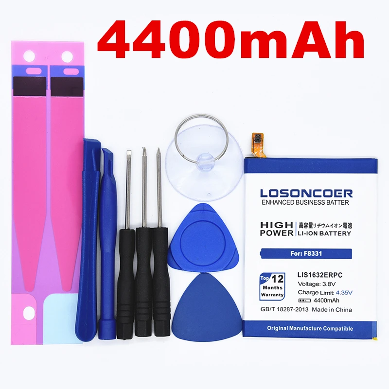 

100% Original LOSONCOER 4400mAh LIS1632ERPC High Quality Battery For Original Sony Xperia Dual Sim F8332 XZs XZ F8331 Battery