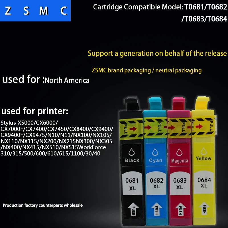 4 шт. Совместимый картридж Epson 68 T0681 используемый в принтере Stylus CX5000 | Компьютеры и