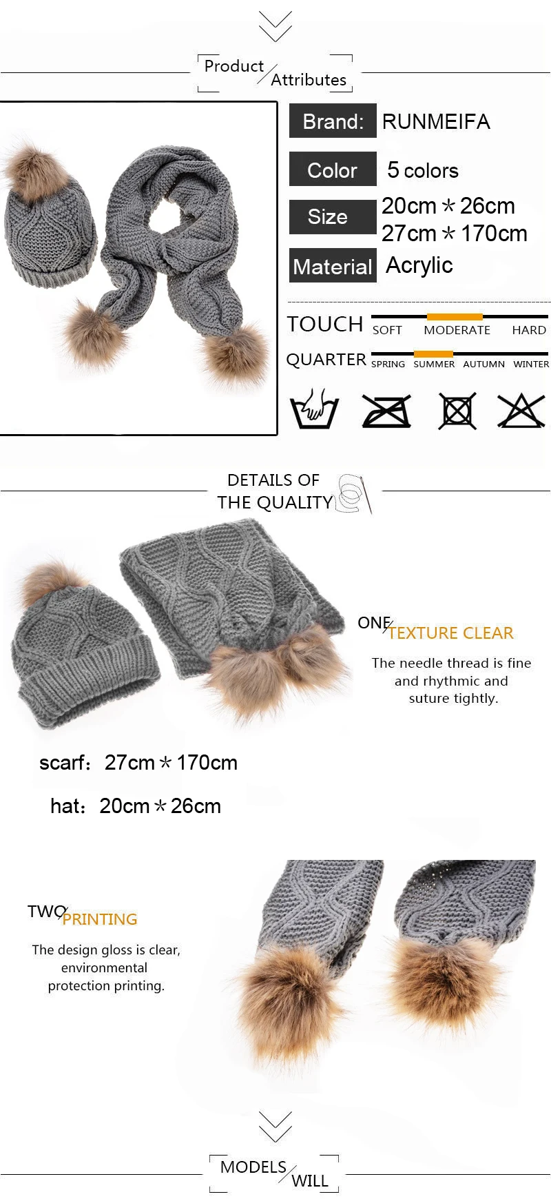 New Design Lady Acrylic Scarf Hat Set 5 Colors Classic Fashion Apparel for Women's Autumn Winter Warm Scarf Hat Gift in stock