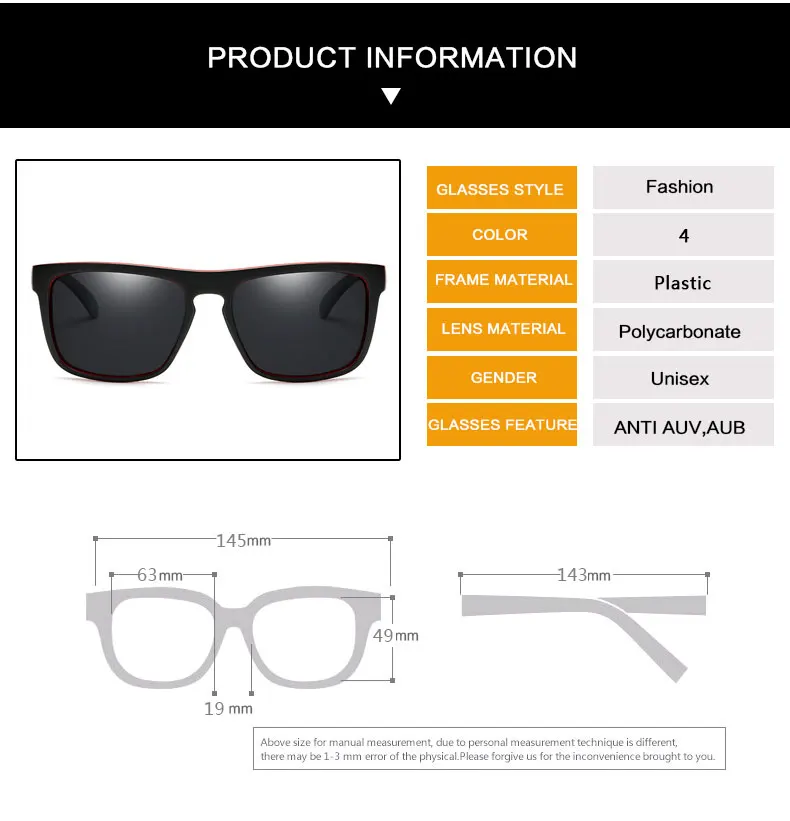 Classic Men Polarized Sunglasses Brand Designer Driving Sun Glasses For Men Retro Square Glasses UV400 Shades Eyewear