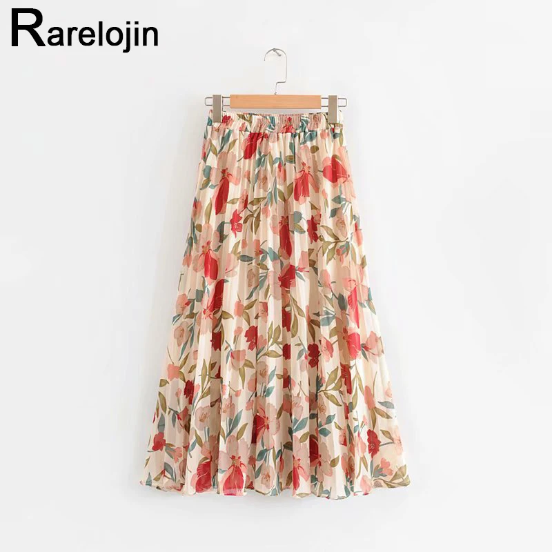 Летняя юбка Новая Европа Америка модная женская юбка высокая талия юбка с принтом плиссированная юбка миди юбки женская юбка одежда