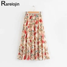 Летняя юбка Новая Европа Америка модная женская юбка высокая талия юбка с принтом плиссированная юбка миди юбки женская юбка одежда