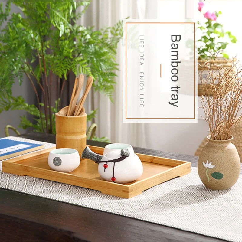 Японский бамбуковый квадратный поднос для еды из цельного дерева чайный набор поднос домашний поднос для завтрака поднос для торта цветочный горшок бонсай садовый держатель
