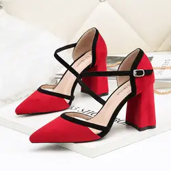 Cresfimix tacones altos/женские красивые удобные весенне-летние туфли на высоком каблуке с пряжкой; женская обувь красного цвета, увеличивающая рост;