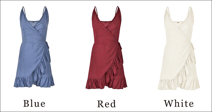 Gladiolus Polka Dot Summer Dress Women Spaghetti Strap V Neck Backless Sexy Ruffles Mini Women Dress Casual Beach Ladies Dresses (43)