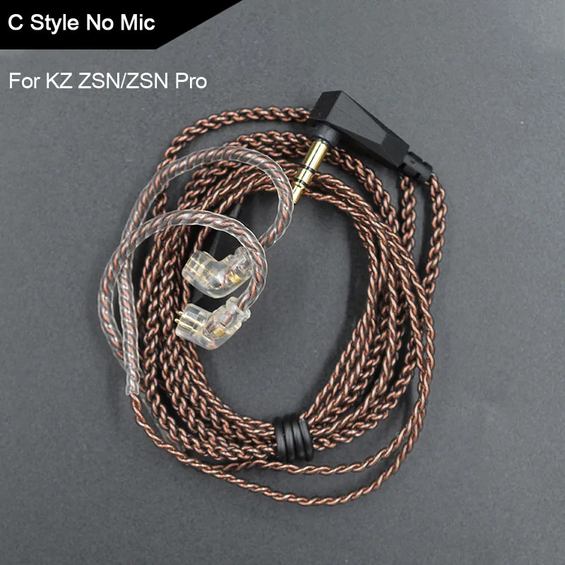 KZ кабель ZSN Pro сменный провод с 3,5 мм 2Pin 0,75 мм разъем бескислородный медный кабель для CCA KZ ZST/ZS10/ZSX/AS16 - Цвет: C Style No Mic