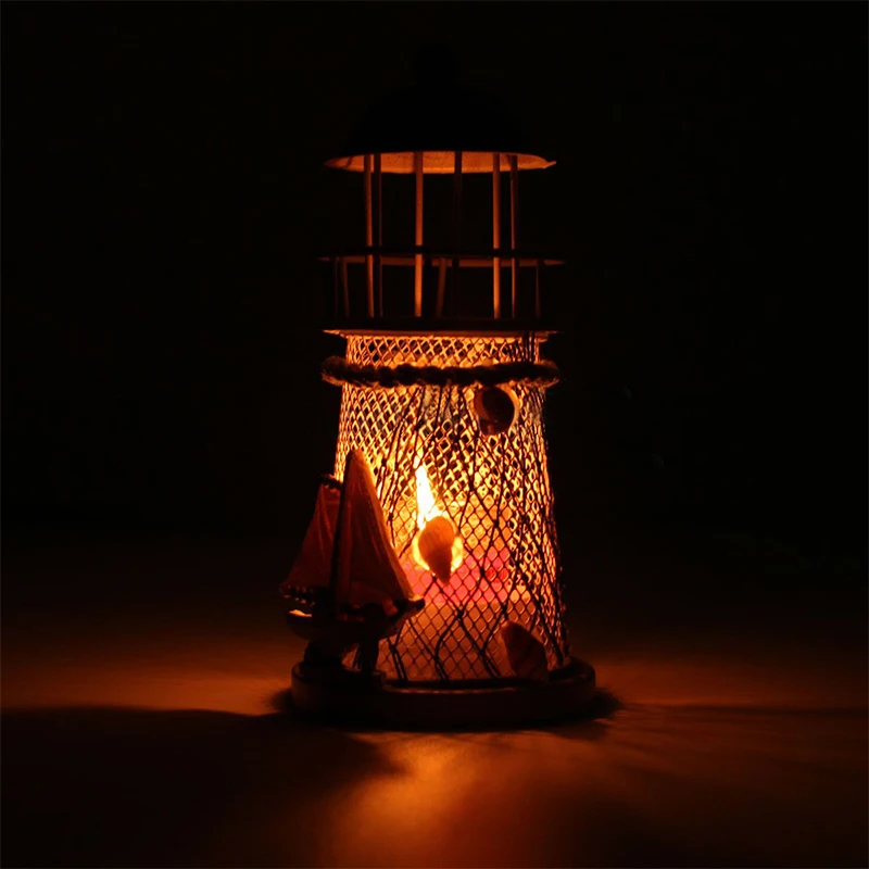 Fashion Lighthouse Iron Model Candle Holder Nautical Beach Ship Boat Design Candles Holder Home Garden Decors