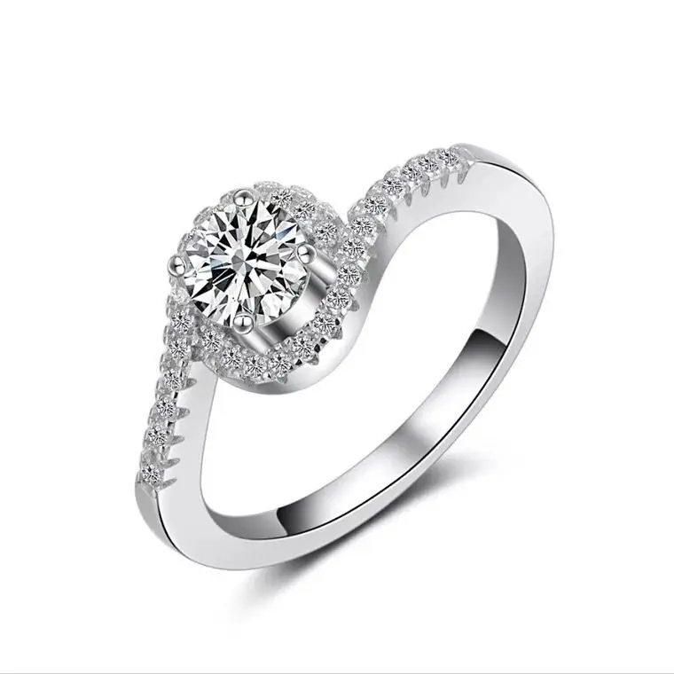 

T762 925 Silver ring For Women 1.5 carat 7MMC ubic Zirconia ring halo ring