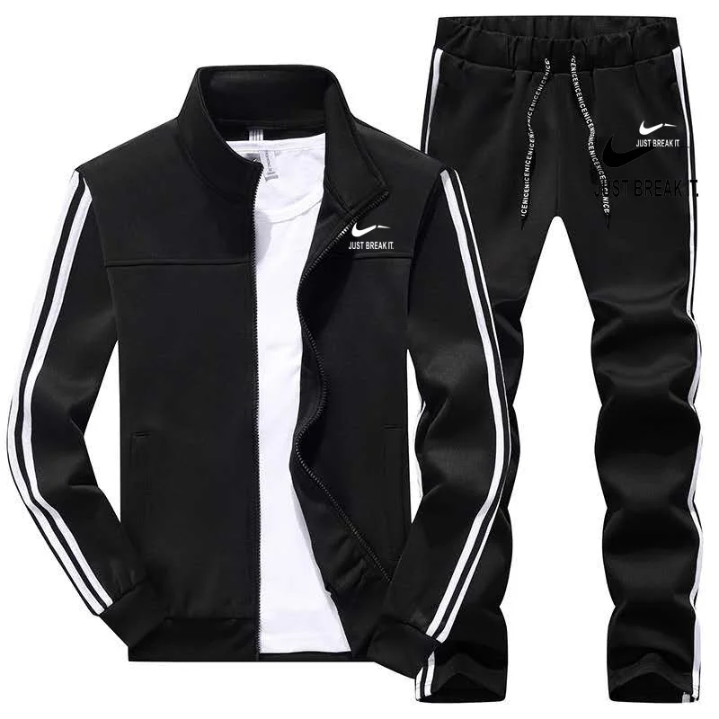 

New Men's Set Spring Autumn Man Sportswear 2 Piece Sets Sports Suit Jacket+Pant Sweatsuit Male Tracksuit Asia Size L-4XL