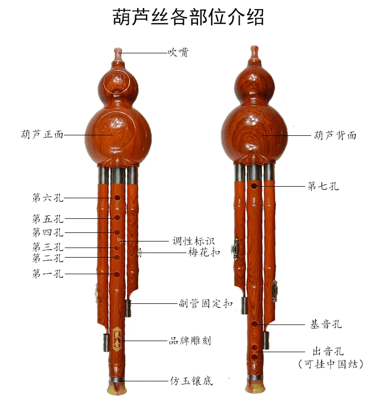 Three-tone Chinese Traditional Hulusi Flute Cupronickel Tube detachable Bakelite Flauta Key of C/bB With Case Clarinet