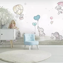 Beibehang пользовательские 3d обои милый слон из мультфильма мультфильм Медведь горячий воздушный шар животное комната фон стены 3d обои