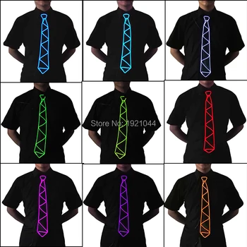 

10 Style Flashing Cute funny NEW Design LED NeckTie glowing EL wire Tie Neon light Neck Tie For DJ,bar,club Party decoration