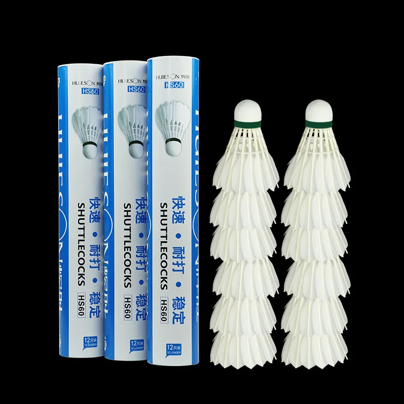 12 unids/caja actualizado de pluma de ganso bádminton Shuttlecock Durable madera de corcho de transporte al pene de bádminton formación HS-60 12 unids/caja actualizado de pluma de ganso bádminton Shuttlecock Durable madera de corcho de transporte al pene de bádminton formación HS-60