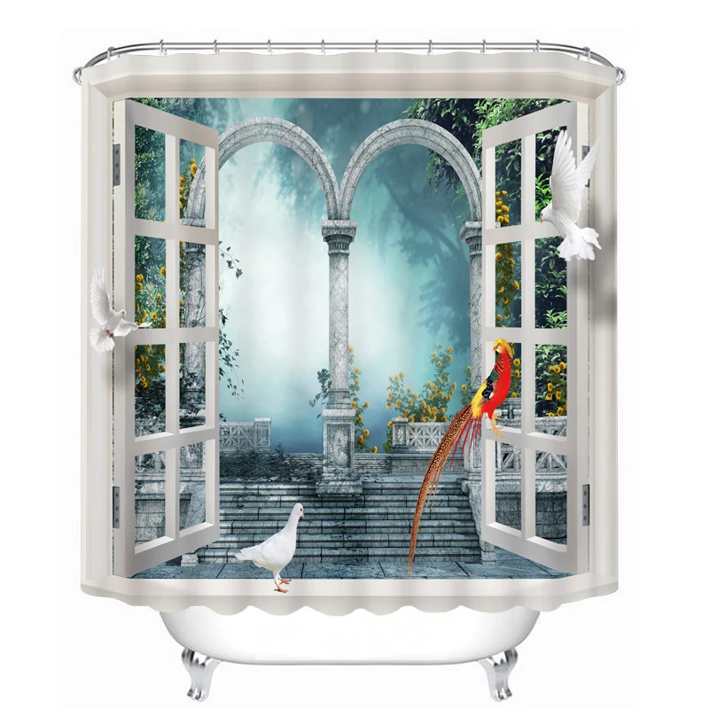Buy MYRU 3D Print Waterproof Window Shower Curtains