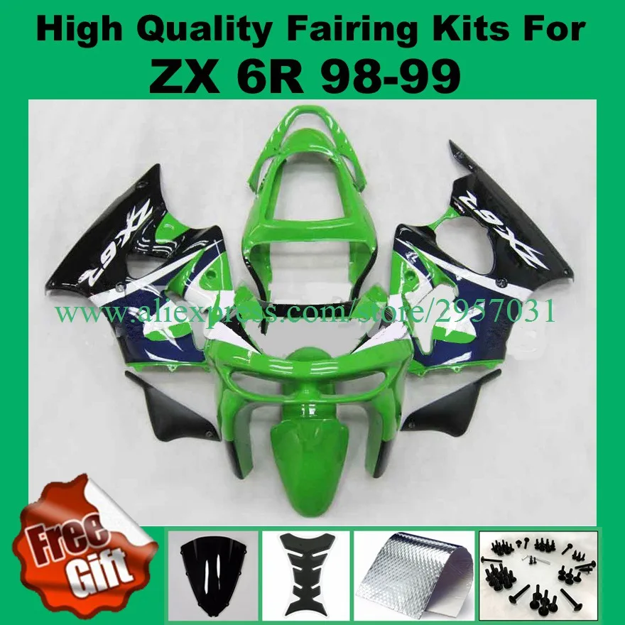 Фирменная Новинка Обтекатели для Кавасаки ниндзя 636 ZX-6R ZX 6R 1998 1999 ZX6R 98 99 обтекатель наборы получить лобового стекла автомобиля винты обтекателей подарки