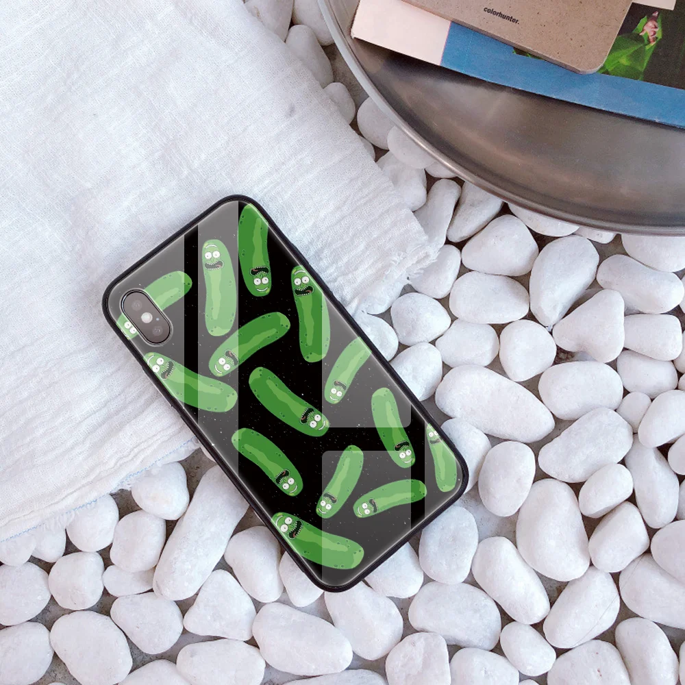 Rick marty Pickle чехол из закаленного стекла для телефона для iphone 8 7 6s 6 X Plus XS чехол под заказ DIY для iphone XR XS MAX 5 5S SE CAPA - Цвет: 20222