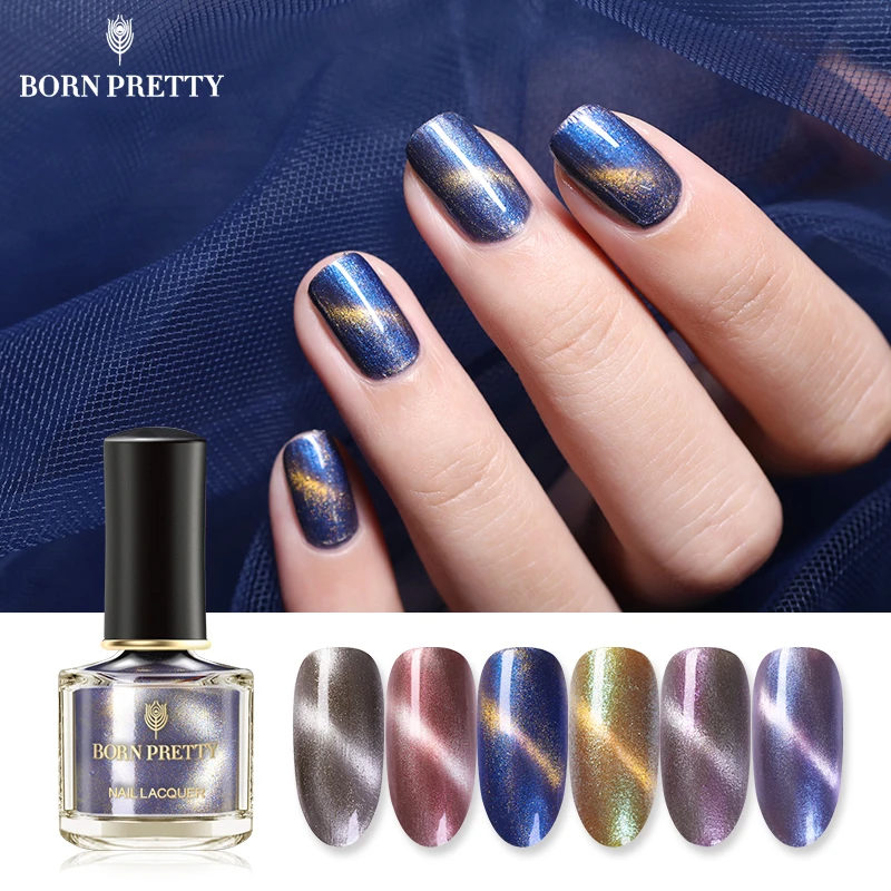 Lahir Cantik 6 Ml Mutiara Mata Kucing Cat Kuku Glitter Mengkilap  Warna-warni 3D Magnetic Nail Art Pernis Desain