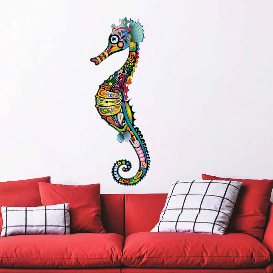 Красочные морские лошади яркие цветочные наклейки на стену уникальный стиль домашний декор для спальни самоклеящиеся обои домашний декор