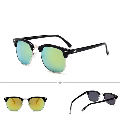 JAXIN полупластиковые высококачественные мужские солнцезащитные очки, брендовые дизайнерские солнцезащитные очки, женские модные черные овальные оправы UV400 - Цвет линз: cyan