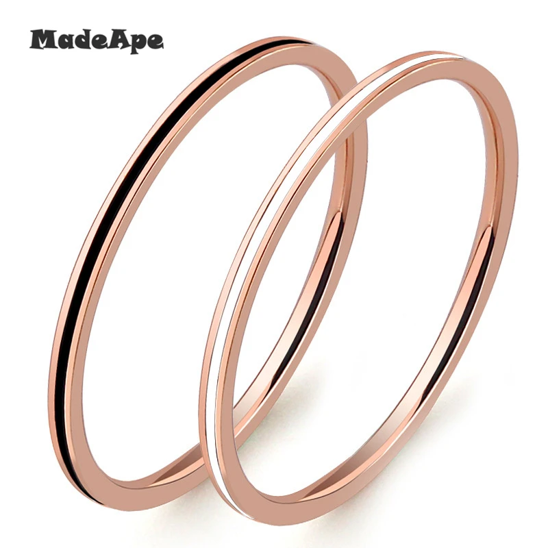 MadApe ширина 1 2 мм титановая сталь цвета розового золота антиаллергенное гладкое