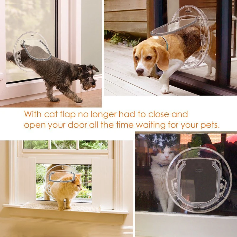 Прозрачная дверь для питомца собаки, круглая форма, пластиковая домашняя дверь для собаки, кошки, Запираемая дверь для безопасности питомца, входная дверь для щенка
