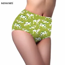 INSTANTARTS забавные женские купальные костюмы для купания с рисунком смайлик коровы Новые Летние плавки с высокой талией женские бикини трусы