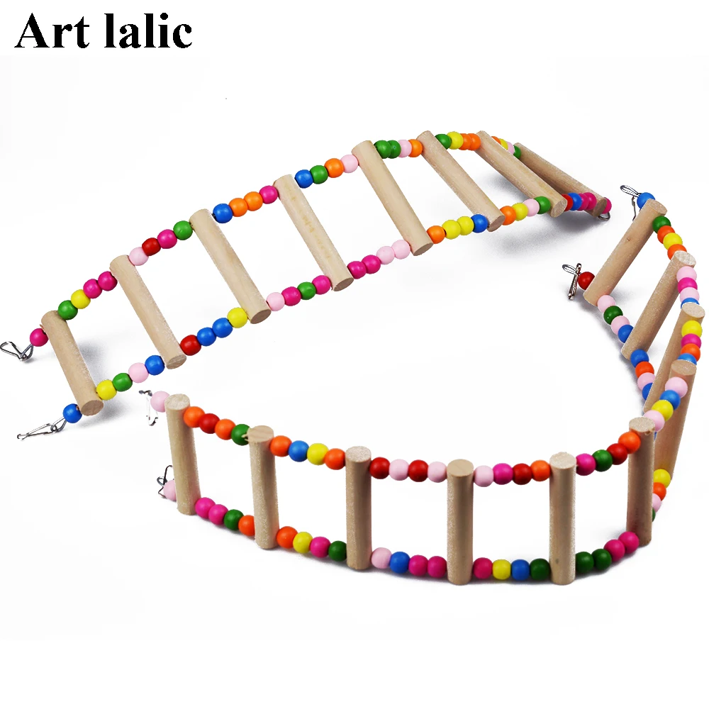 L Size Birds Swing Wooden Bridge Ladder Climb Cockatiel Parakeet Budgie Parrot font b Pet b