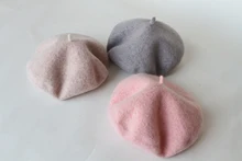 

6pcs HEATHER Pure Wool Beret Cap for Spring Fall Fashion Women Brown Woolen Hat Winter Ladies Pink Felt Berets Hats Wholesale