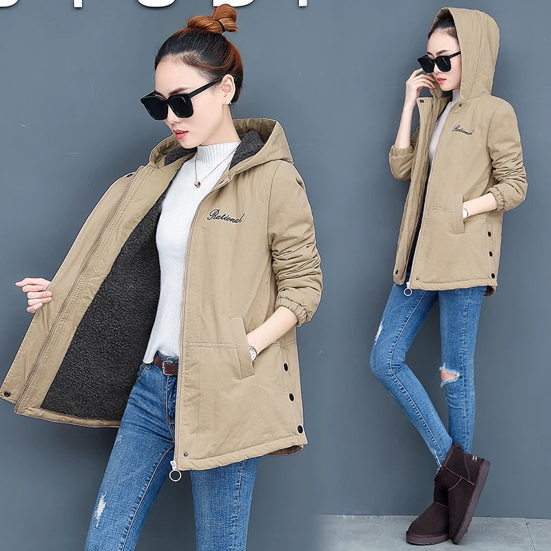 

2019 new Korean winter small fragrance casual hoodies jacket women plus velvet lamb hair deep autumn jacket female loose wild