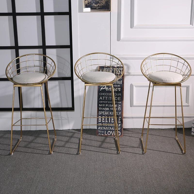 Nordic Кованое железо табурет Творческий барный стул домашний стул высокий стул магазин одежды стул ресторан бар спинки Высокий Стул