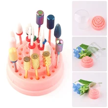 1 комплект 48 отверстий розовые сверла для ногтей дисплей стойки сверла для ногтей Коробка органайзер контейнер Маникюрный Инструмент