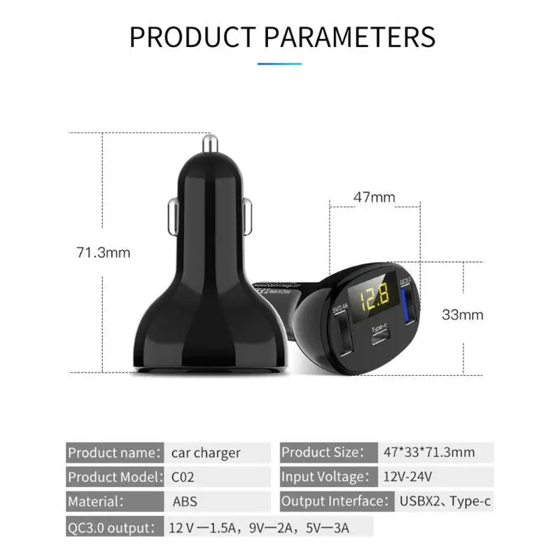 12 V-24 V автомобиль Зарядное устройство Напряжение Дисплей Разветвитель Прикуривателя быстро Зарядное устройство на USB QC3.0 адаптер авто аксессуары
