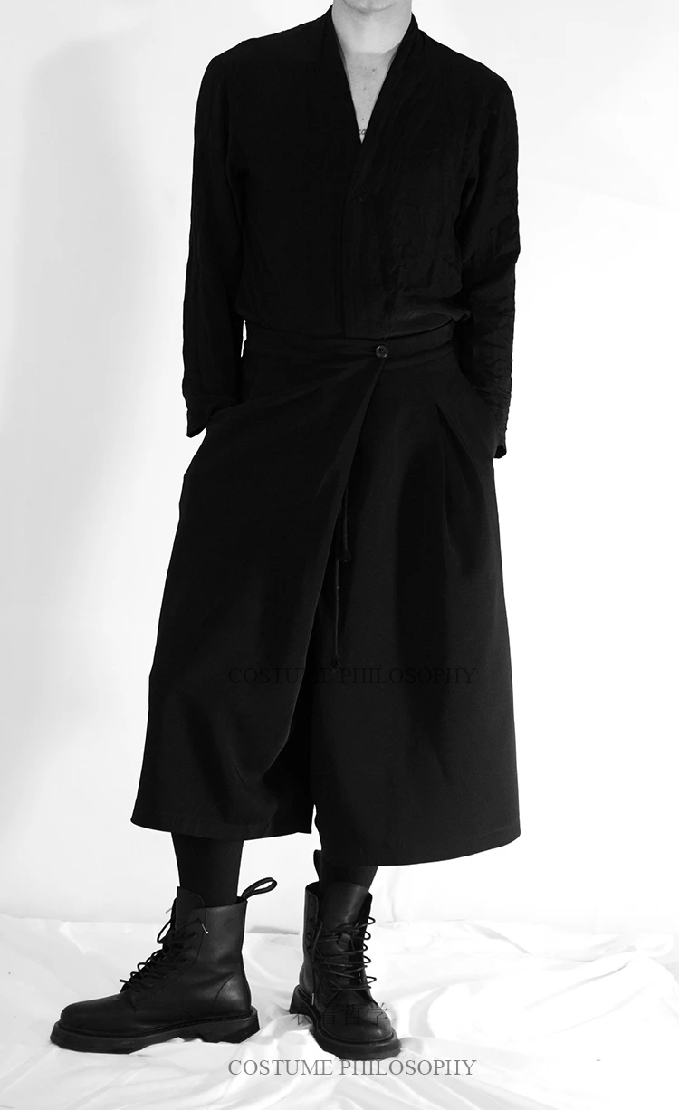 27-44 2019 neue Männer kleidung der Haar fashion Stylist plus größe Samurai hosen Breite Bein Hosen culottes kostüme