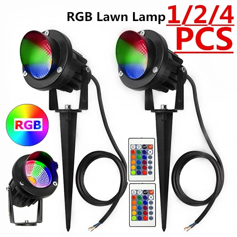 

1/2/4PCS 10W RGB garden Light projector LED Lawn Light with remote Waterproof IP65 Outdoor Landscape Spot Lamp AC85-265V EU/US