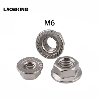 

20PCS 304 Stainless Steel Flanged Hex Nut Flange Nuts M6 DIN6923