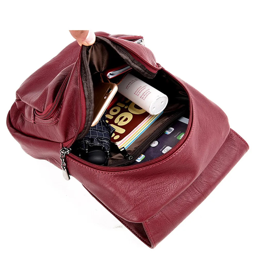 Moda mujer multifunción mochilas PU cuero cinturones viaje escuela bolsa para niñas sólido hombro bolsas femenino Mochila Moda mujer multifunción mochilas PU cuero cinturones viaje escuela bolsa para niñas sólido hombro bolsas femenino Mochila