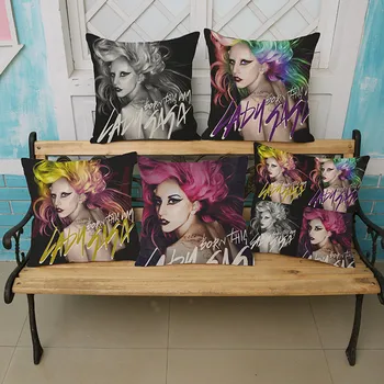 

Fashion Star Lady Gaga Cushion Pillowcase Colorful Cool Girl Room Decorative Sofa Chair Throw Pillows Cojines 45x45cm