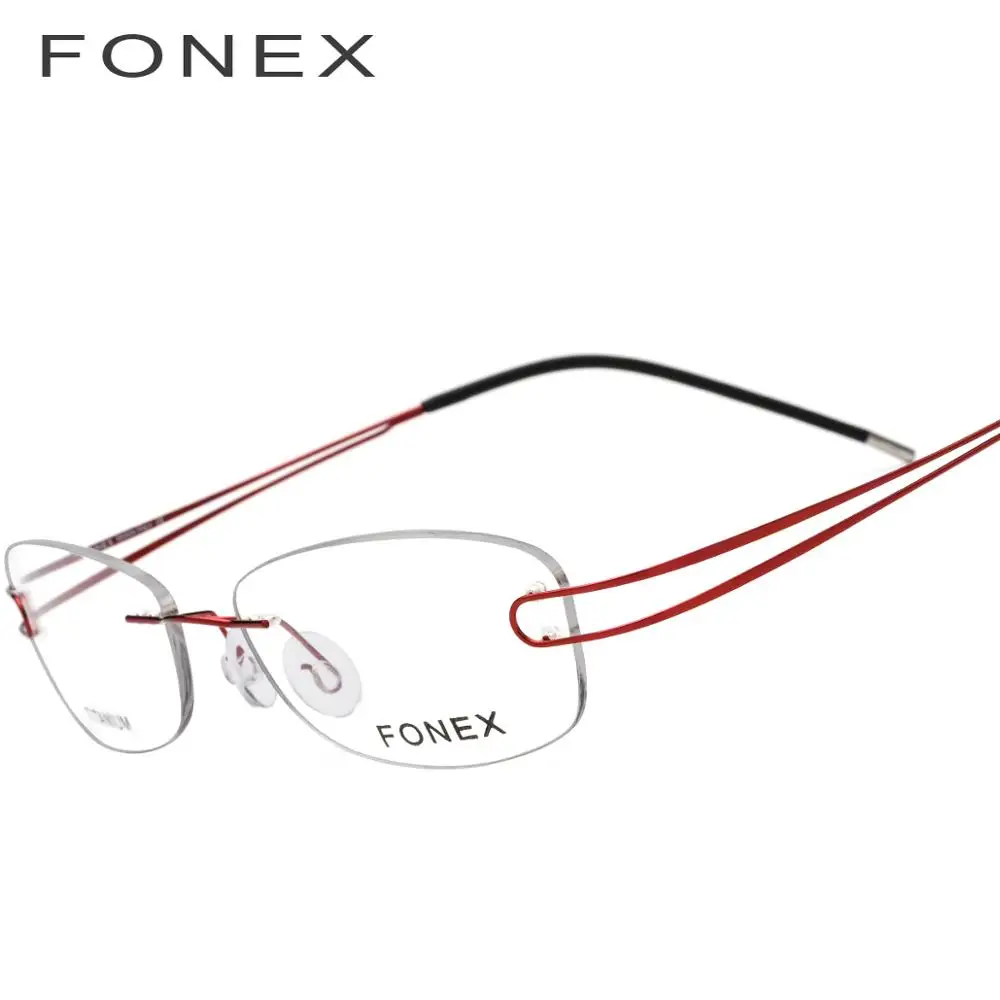 Титан сплава очки без оправы Для женщин Сверхлегкий очки для близорукости оптические оправы для очков женские бескаркасные очки - Цвет оправы: Красный
